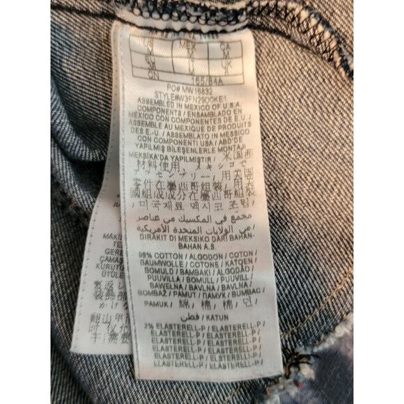 VTG GUESS Denim Jacket Women's Distressed Blue Sz M Gold Buttons Y2k Streetwear - Picture 9 of 12